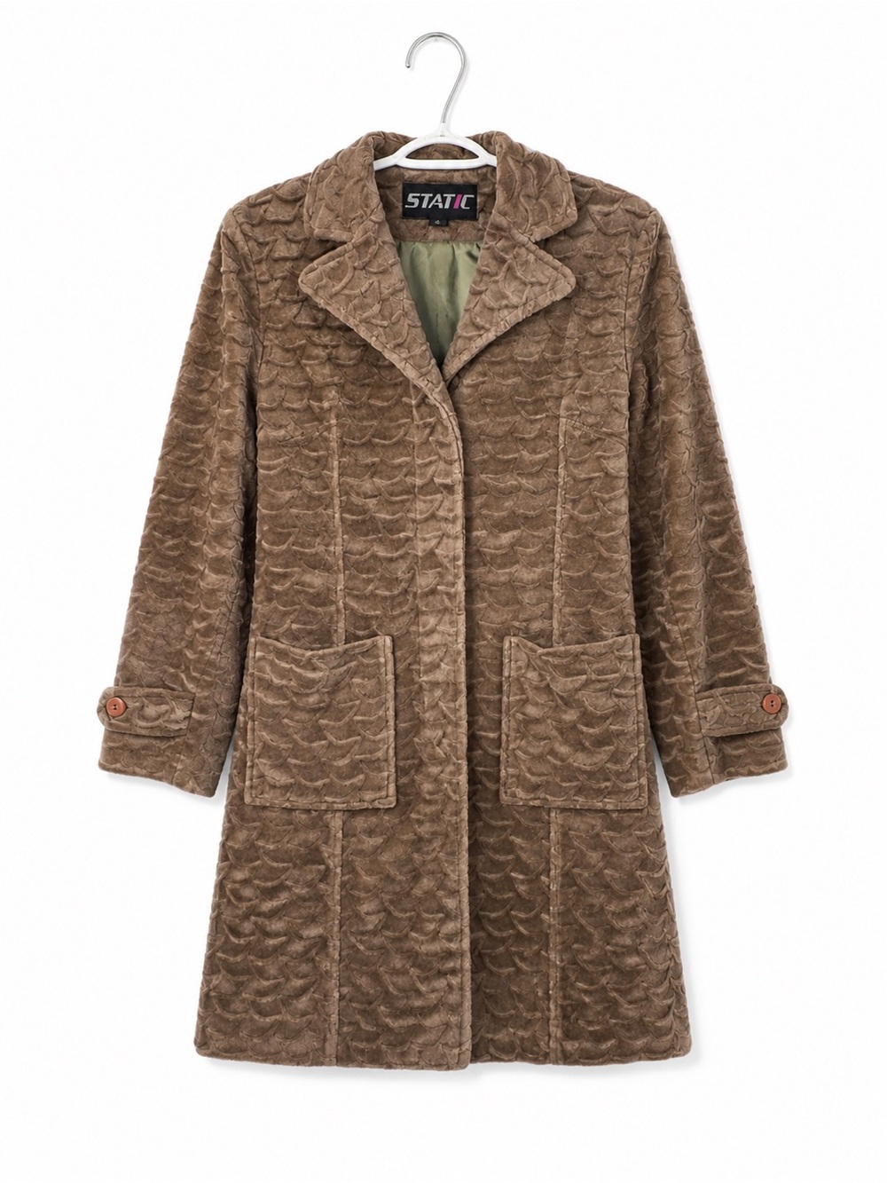 Vintage y2k STAT!C Women's Teddy Coat in Brown